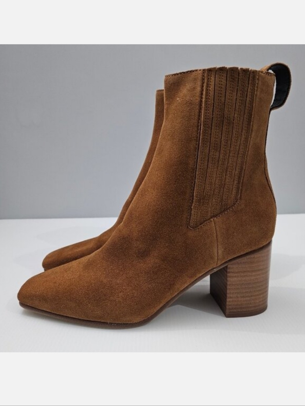 Rag & Bone Astra Chelsea Ankle Boot Womens EU 41 Brown Suede Block Heel